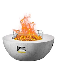 Gouun 39 inch Propane Fire Pit Table 50000 Btu with Lid and Rain Cover