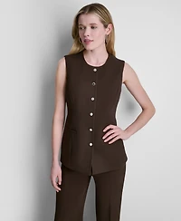 Dkny Petite Longline Crewneck Vest