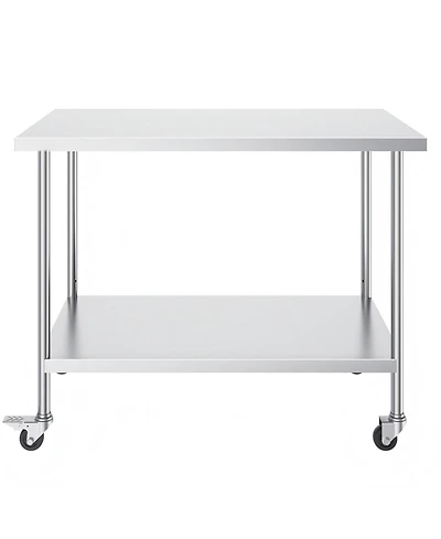 Gouun Stainless Steel Rolling Work Table 30 x 48 x 38 in with 4 Casters