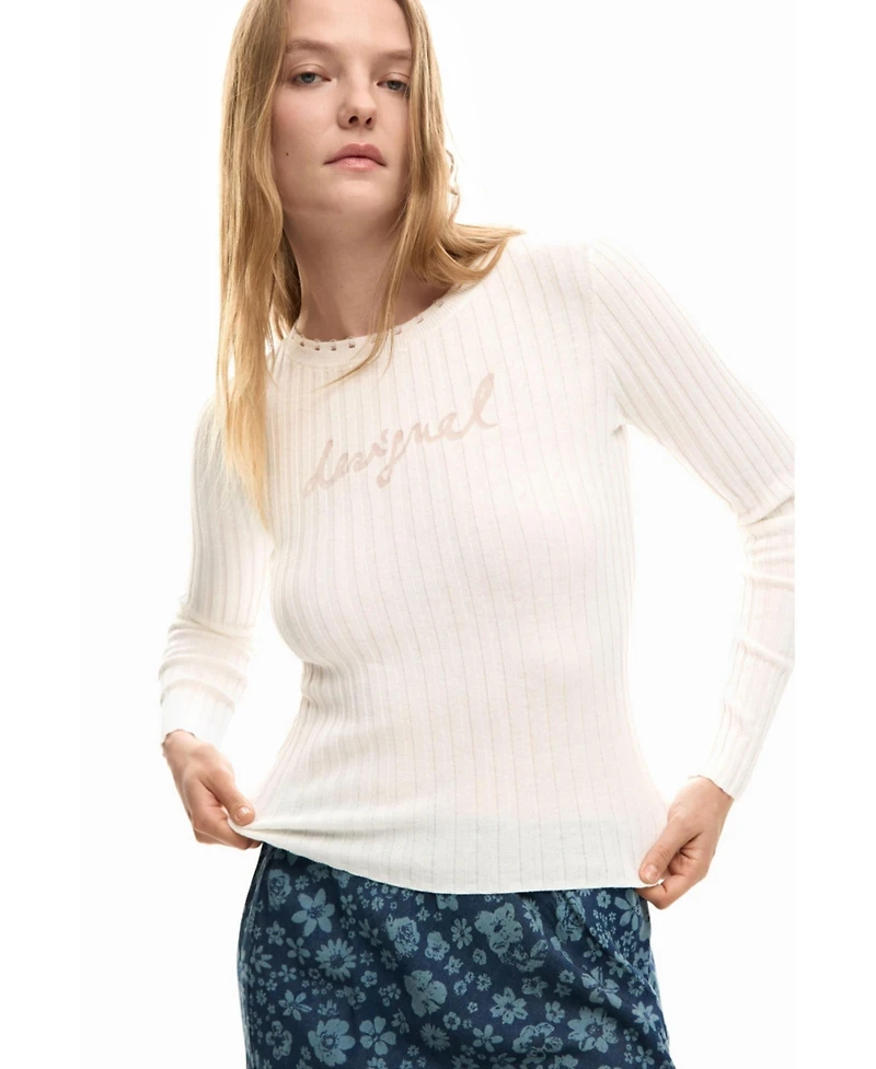 Desigual Women's Ribbed T-shirt logo