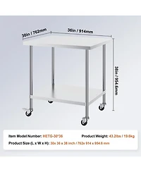 Gouun Stainless Steel Rolling Work Table x x 38 in with 4 Casters