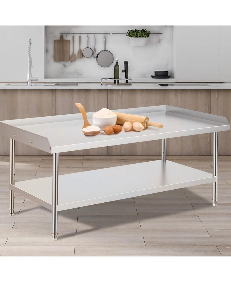 Gouun Stainless Steel Work Table 30 x x 26 in with 2 in Backsplash