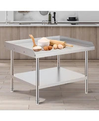 Gouun Stainless Steel Work Table 30 x 36 x 26 in with 2 in Backsplash, Adjustable Height