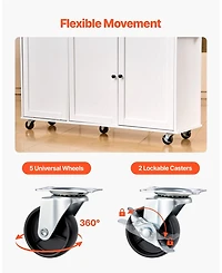 Gouun 60 in Rolling Kitchen Island Cart with Storage, 2 Drawers, Drop Leaf and Wheels