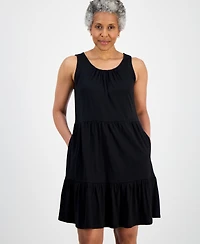 Style & Co Petite Round-Neck Tiered Tank Dress, Macys Exclusive