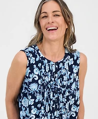 Style & Co Petite Printed Pintucked Knit Dress, Macy's Exclusive