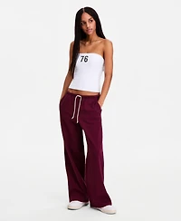 Hippie Rose Juniors' Lightweight Fleece Wide-Leg Sweatpants