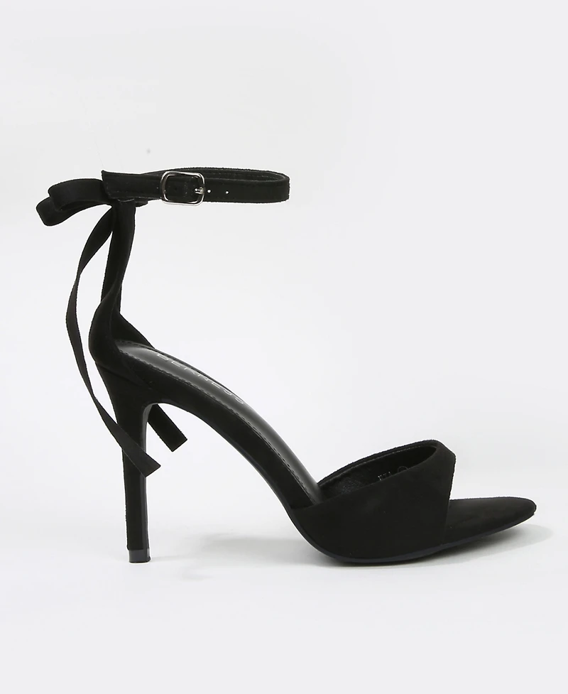 Berness Women's Fia Ankle Strap Heeled Sandal Adorned on the Back with a Double Bow
