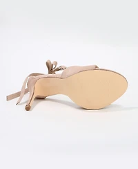 Berness Women's Fia Ankle Strap Heeled Sandal Adorned on the Back with a Double Bow