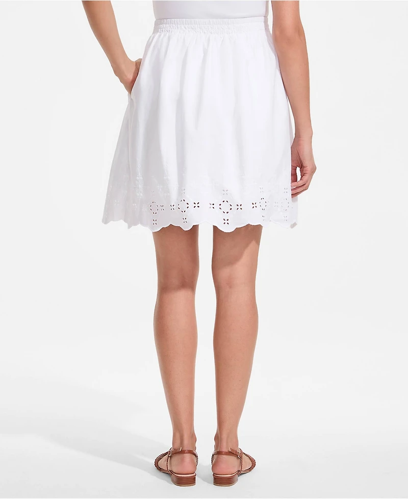 Lands' End Women's Poplin Eyelet Mini Skirt