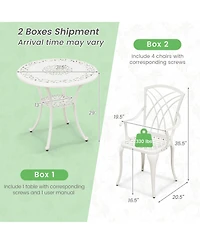 Gymax 5 Pieces All-Weather Outdoor Cast Aluminum Dining Set Round Dining Table