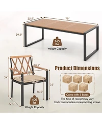 Gymax 9 Pieces Patio Dining Set w/ Soft Cushions and 1.9'' Umbrella Hole for Garden