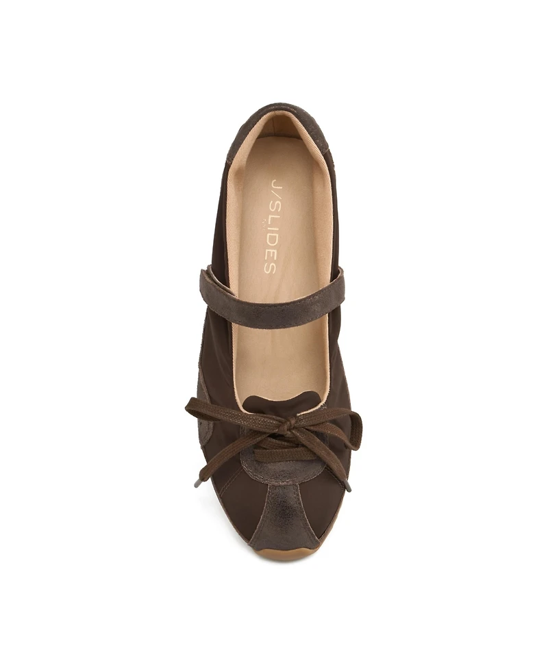 JSlides Women's Pavia Nylon and Suede Mary Jane Sneaker