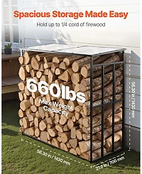 Gouun 4 ft Firewood Rack with Sloped Roof Outdoor Log Storage Shed
