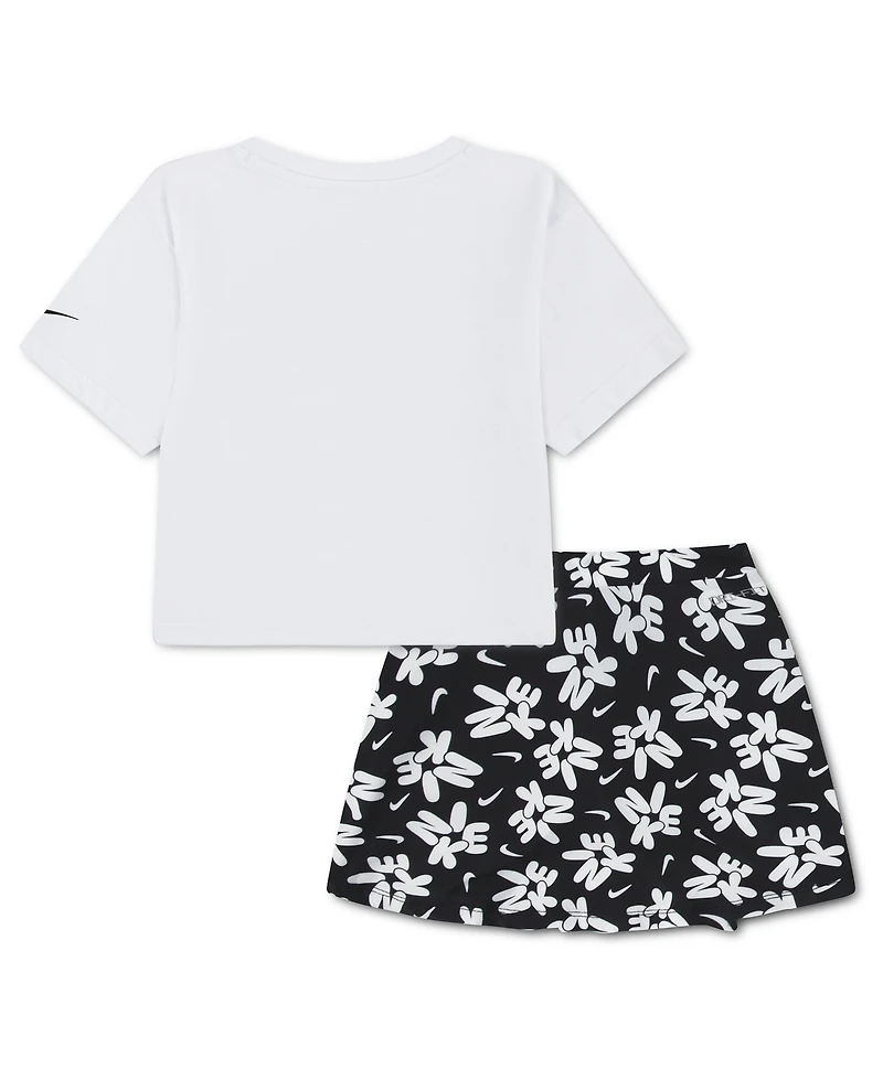 Nike Girls' 4-6X Bold Play T-Shirt and Scooter Skort, 2-Piece Set