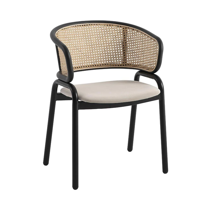 LeisureMod Dining Chair With Stainless Steel Legs Velvet Seat and Wicker Back