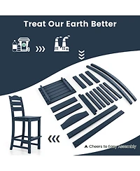 Gymax Set Of 2 Outdoor Hdpe Bar Stool Patio Tall Chair Backrest Footrest All Weather