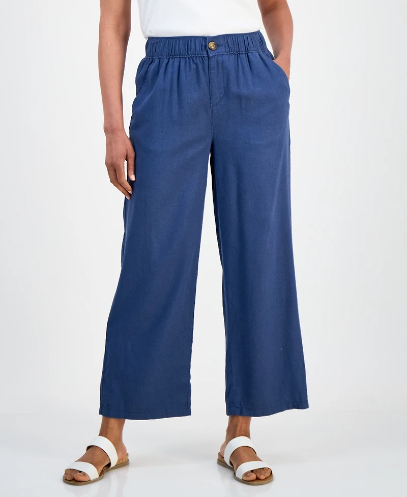 Style & Co Petite High-Rise Wide-Leg Ankle Pants, Macy's Exclusive