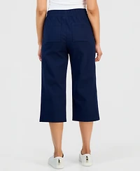 Style & Co Petite Pull-On Wide-Leg Twill Capri, Macy's Exclusive