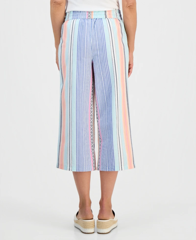 Style & Co Petite Noyma Stripe Wide-Leg Capri Pants, Macy's Exclusive