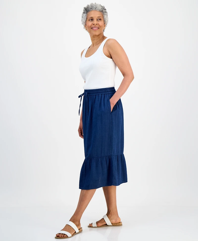 Style & Co Petite Cotton Gauze Midi Skirt, Macy's Exclusive