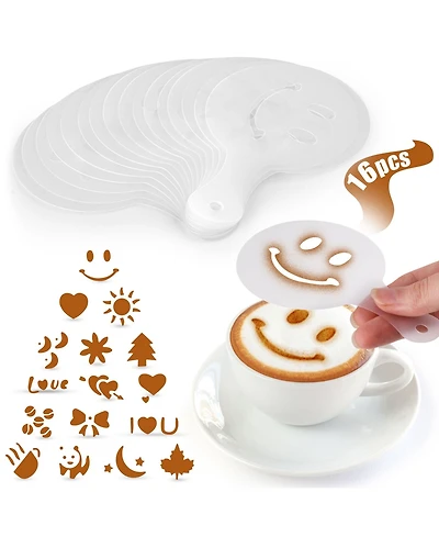 Plastic Stencils for Latte Art 16-Pc.