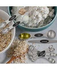 Premium Stainless Steel Magnetic Measuring Spoons, 8 Piece Set with Leveler