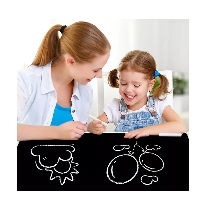 Kinder King 3-in-1 Kids Activity Table and 2 Chairs Set with Storage, Removable Top and Chalkboard
