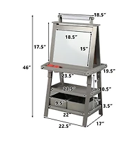 Kinder King Art Easel for Kids, 3 in 1 Toddler Easel w/Whiteboard, Chalkboard & Paper Roll