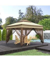 Outsunny 11' x 11' Pop Up Gazebo Outdoor Canopy Shelter with 2-Tier Soft Top, and Removable Zipper Netting, Event Tent with Large Shade