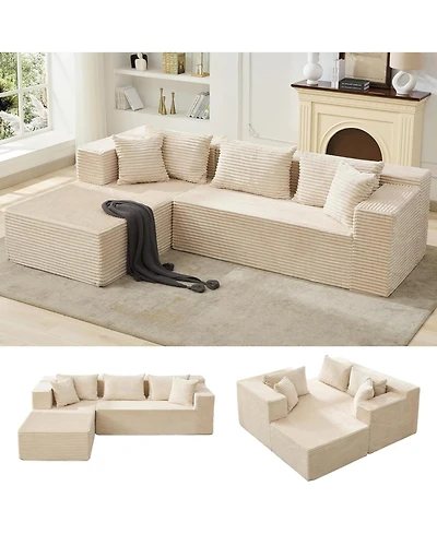 gaomon 106" L-Shaped Sectional Sofa with Chaise, Modular Deep Seat Cloud