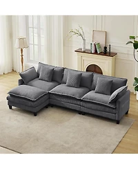 gaomon 112" Modular Sectional Sofa, U-Shaped Corduroy Cloud Couch with Ottoman and Pillows