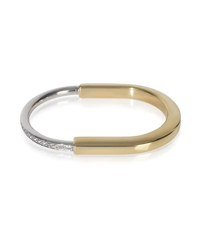 Pre-Owned Tiffany & Co White Gold and Yellow Gold Diamond Lock Bracelet, Size Small