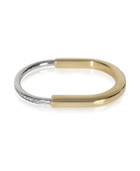 Pre-Owned Tiffany & Co White Gold and Yellow Gold Diamond Lock Bracelet, Size Small