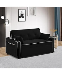 gaomon Velvet Sleeper Sofa Bed, 3-in-1 Convertible Loveseat with Cupholder, Usb Port and Adjustable Backrest