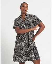 Estelle Women's Plus Abstract Geo Mini Shirt Dress