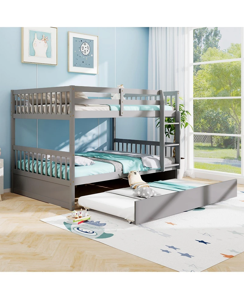 Gouun Full over Full Bunk Bed Platform Wood Bed with Ladder