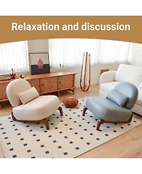 Rainsken Pu Leather Accent Chair, Comfy Reading Chair, Cute Living Room Chair with Solid Wood Legs and Soft Cushion for Bedroom and Balcony