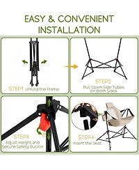 Rainsken Portable Hammock Rocking Chair Set of 2, Folding Camping Recliner with Adjustable Backrest and Carry Bag, Oversized Outdoor Chair for Travel