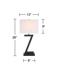 360 Lighting Pellana High Z-Base Modern 3-Way Table Lamp Usb Port Ac Power Outlet Metal Single Living Room Charging