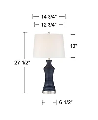 360 Lighting Maxwell 27 1/5" High Blue Rippled Ceramic Usb Table Lamp Set of 2