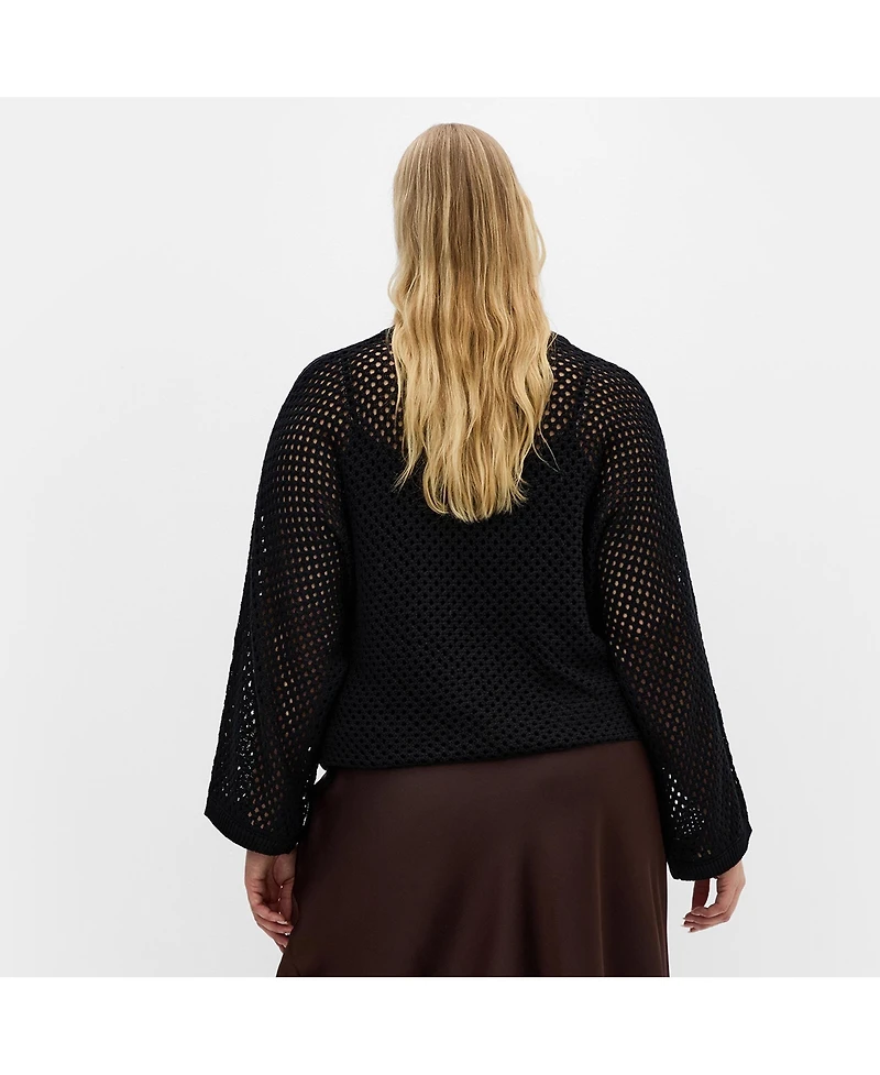 City Chic Women's Crochet Knit Long Sleeve Top