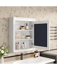 Busdays 24" x 27" Wall Mounted Bathroom Storage Cabinet with Mirror, Medicine Cabinet with Adjustable Shelf, Over the Toilet Space Saver