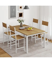 Gymax Set of 4 Dining Chairs w/Metal Legs Slanted Back Wide Seat for Living Room