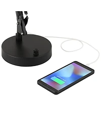 360 Lighting Wyatt 25" High Modern Desk Lamp Usb Port Architect Adjustable Height Metal Single Home Office Charging