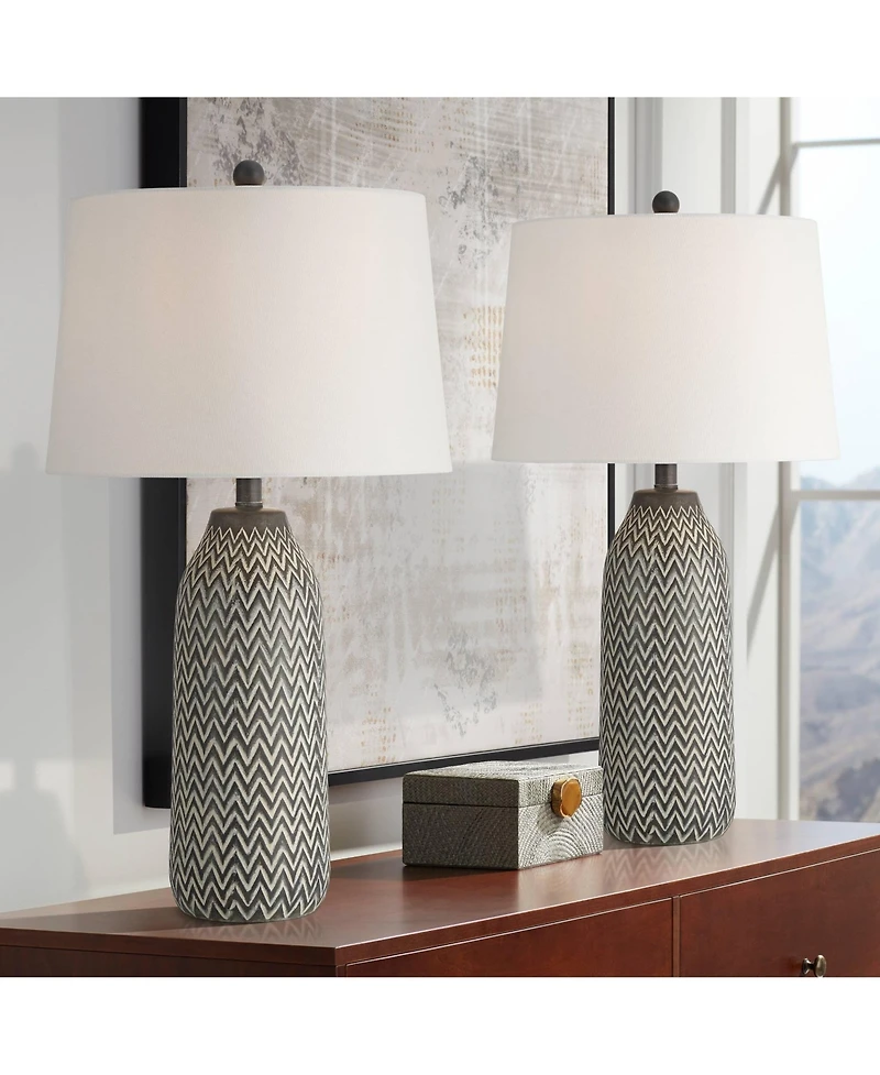 360 Lighting Arizona 27 1/2" Tall Modern Southwestern 3-Way Table Lamps Set of 2 Zig-Zag Finish Living Room Bedroom