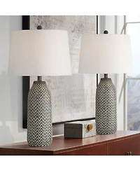 360 Lighting Arizona 27 1/2" Tall Modern Southwestern 3-Way Table Lamps Set of 2 Zig-Zag Finish Living Room Bedroom