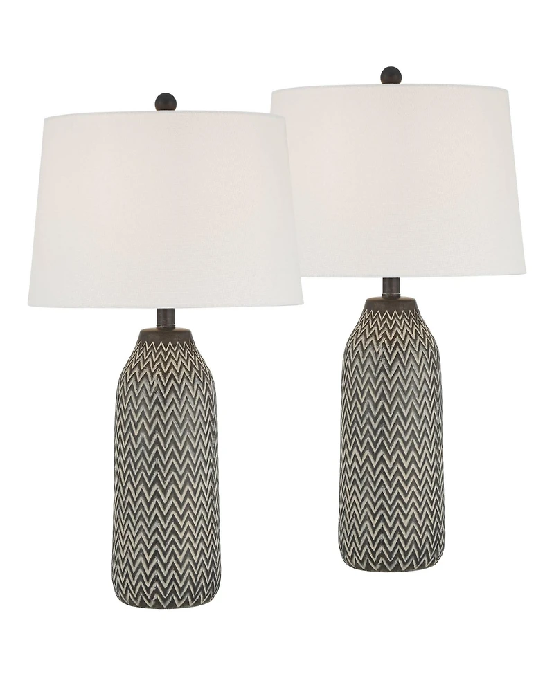360 Lighting Arizona 27 1/2" Tall Modern Southwestern 3-Way Table Lamps Set of 2 Zig-Zag Finish Living Room Bedroom