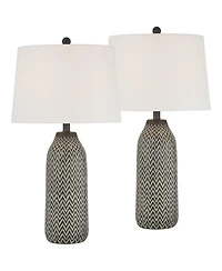 360 Lighting Arizona 27 1/2" Tall Modern Southwestern 3-Way Table Lamps Set of 2 Zig-Zag Finish Living Room Bedroom