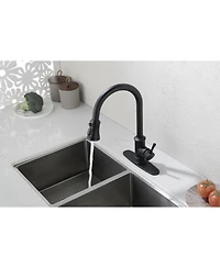 Busdays Kitchen Faucet with Pull-Down Sprayer, Single-Handle Stainless Steel Pull Out Kitchen Faucet, 2-in-1 Spray Head